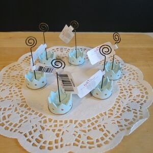 Set of 6 New Prince Crown Kate Aspen  Place Card/Picture Holder Blue & Gold
